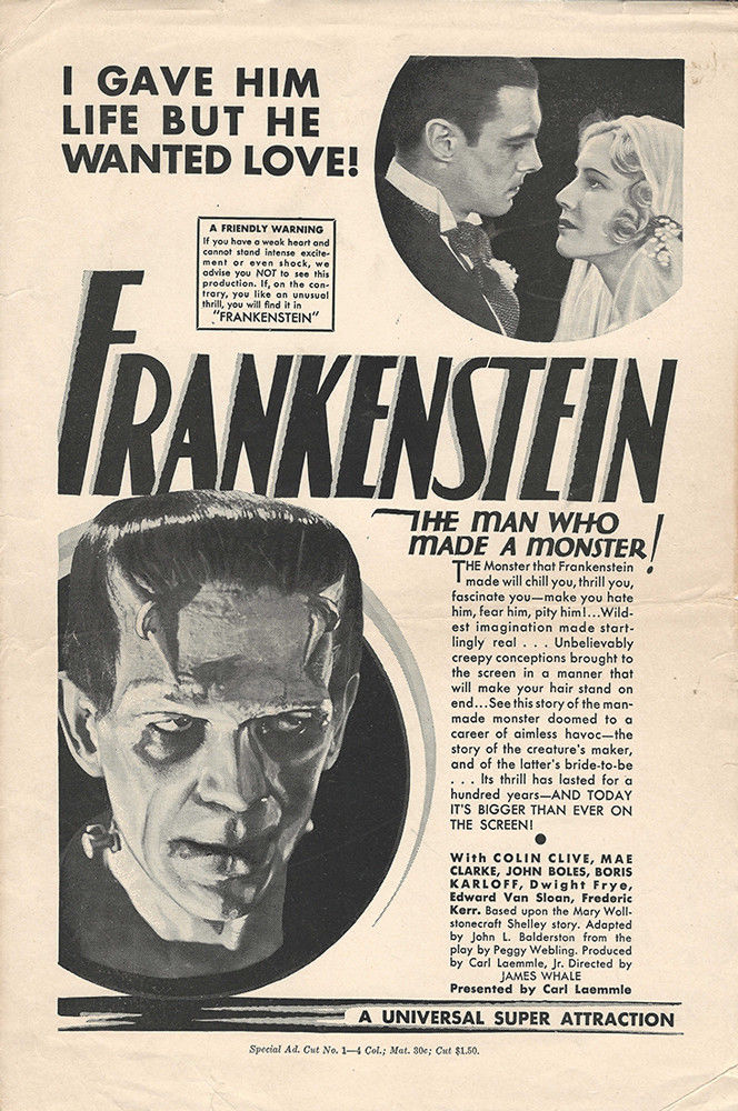 Ad for Frankenstein 1931